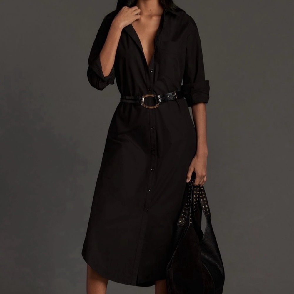 Anthropologie Maeve The Soren Longsleeve Black Shirt Dress Size Small